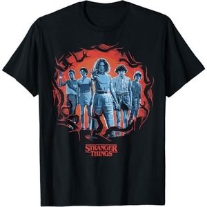 Stranger Things Group Shot Demogorgon Framed Short Sleeve T-Shirt